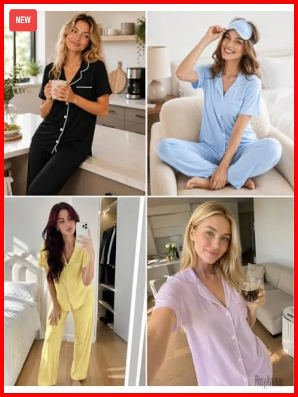 2 Piece Short Sleeve Pajama Set with Long Pants